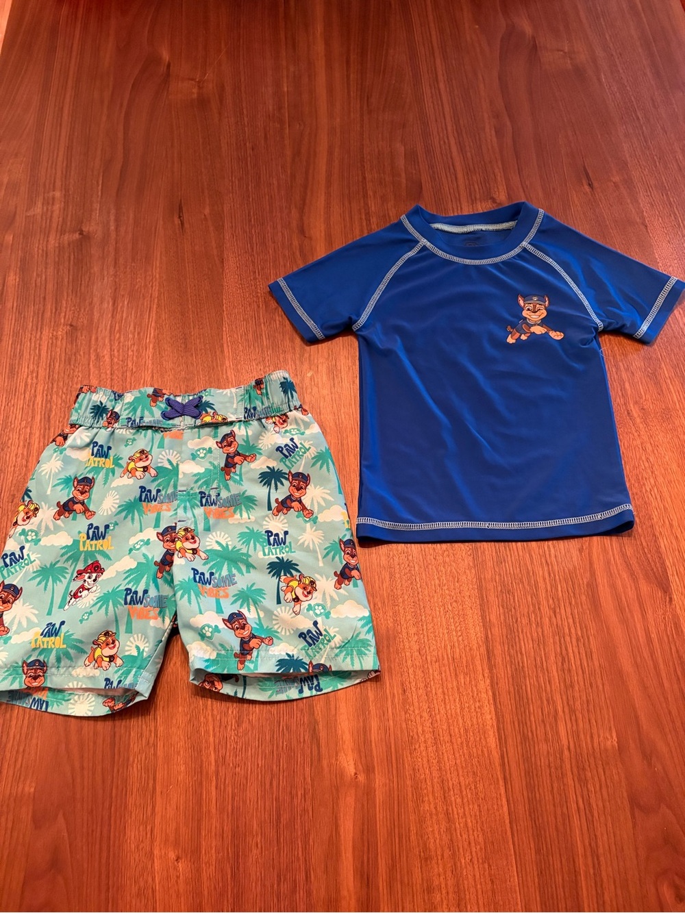 Paw Patrol (Official) Blue Rash Guard with Swim Shorts Set